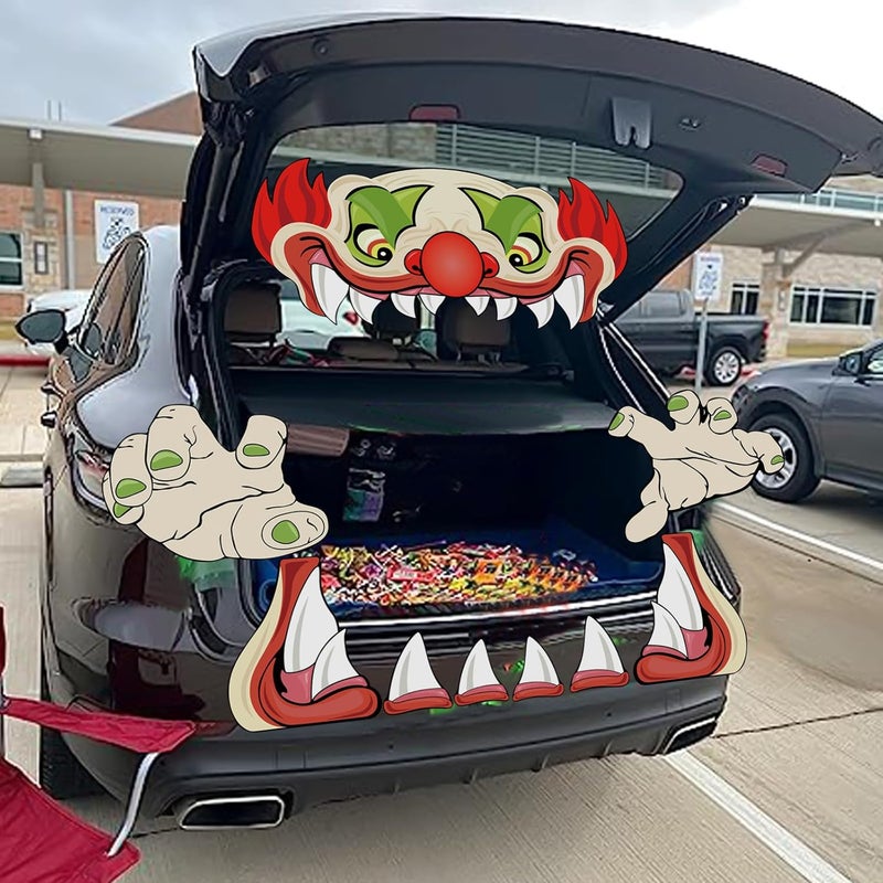 PARTYLOUD Store PARTYLOU Trunk or Treat Car Decorations Kit for SUV, Halloween Clown Trunk or Treat Car Decorations Kit, Outdoor Halloween Garage Door Decorations - Image 2
